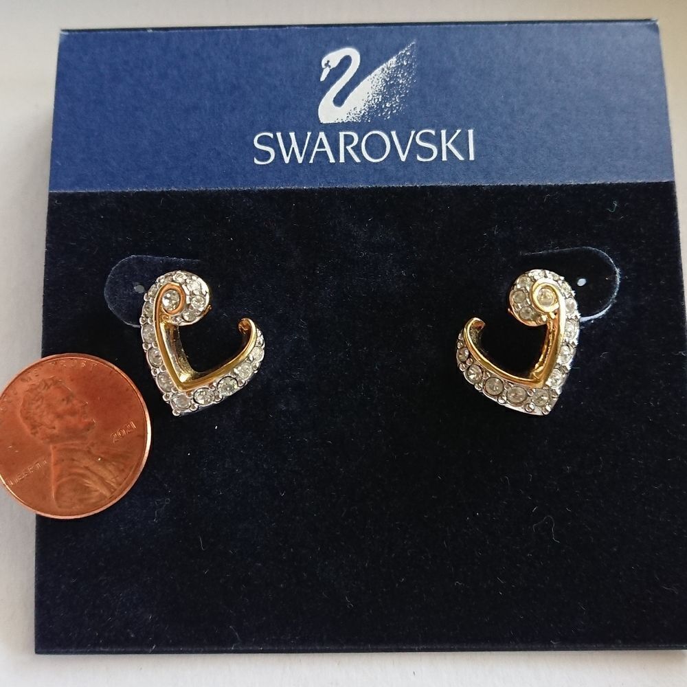 Swarovski gold tone open heart earrings